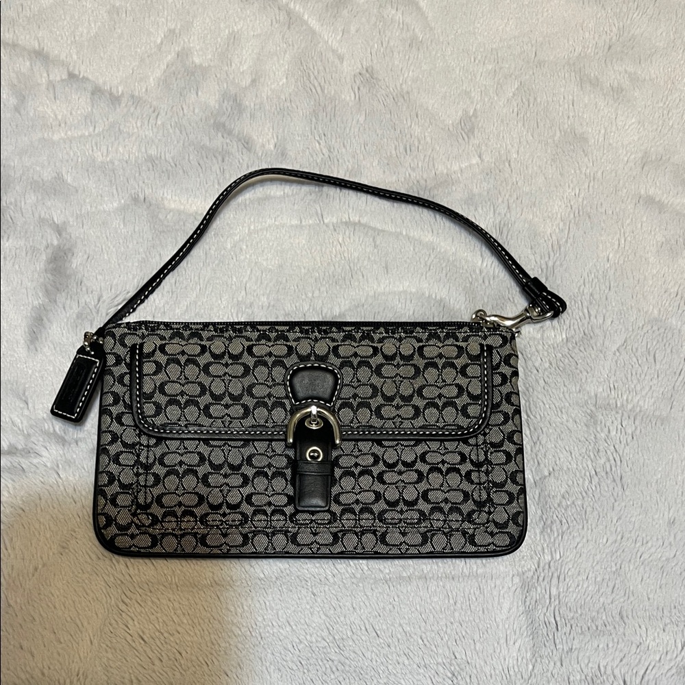 Coach Black and Gray Patterned Clutch